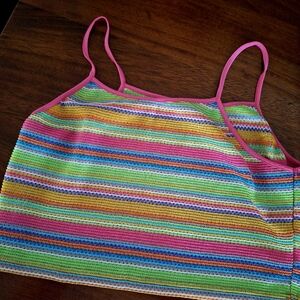 Shein Curve Colorful Striped Cropped Tank Top in 2XL